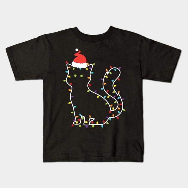 Christmas Cat Made of Lights Kids T-Shirt by displace_design